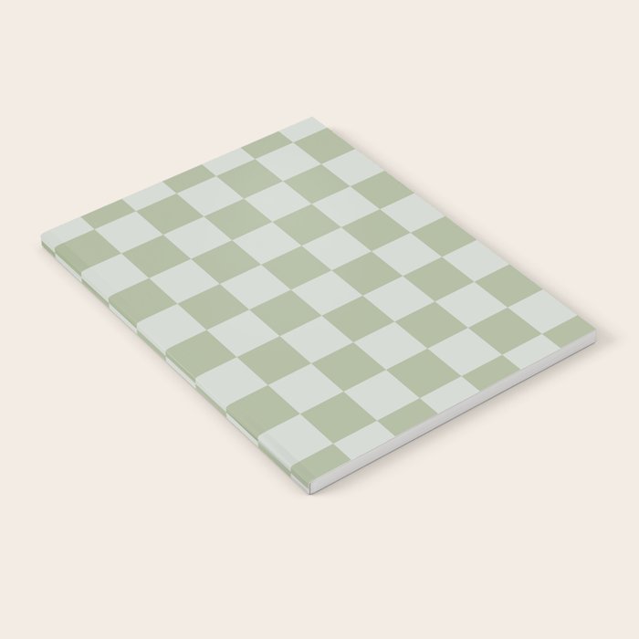 Checkerboard Check Checkered Pattern in Sage Green Notebook Gallery Image 1