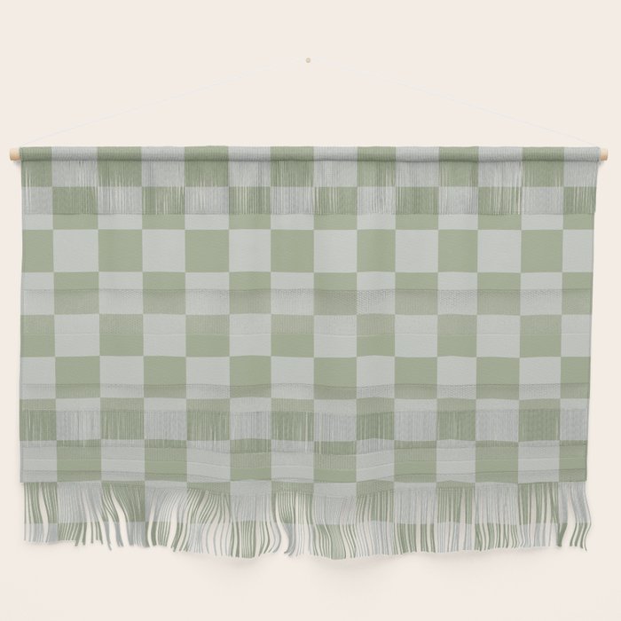Checkerboard Check Checkered Pattern in Sage Green Wall Hanging Gallery Image 1