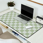 Checkerboard Check Checkered Pattern in Sage Green Desk Mat Gallery Image 2