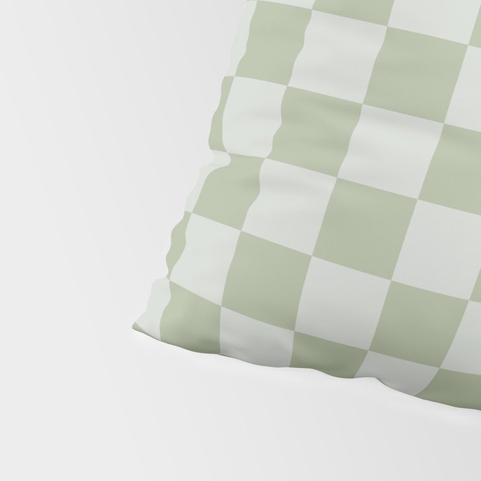 Checkerboard Check Checkered Pattern in Sage Green Pillow Sham Gallery Image 4