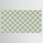 Checkerboard Check Checkered Pattern in Sage Green Tablecloth Gallery Image 2