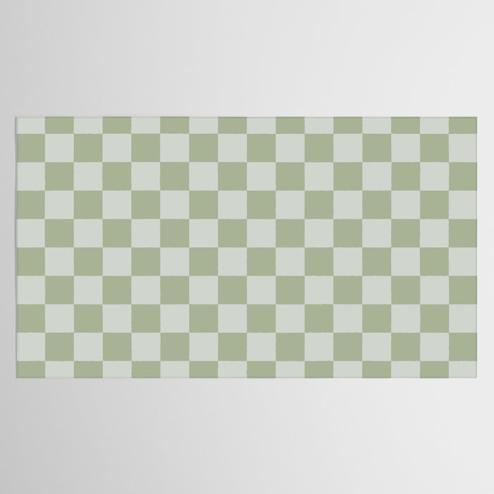 Checkerboard Check Checkered Pattern in Sage Green Tablecloth Gallery Image 2