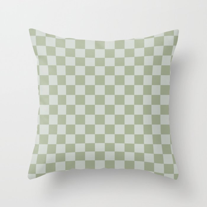 Checkerboard Check Checkered Pattern in Sage Green Throw Pillow Gallery Image 6