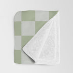 Checkerboard Check Checkered Pattern in Sage Green Throw Blanket Gallery Image 3