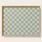 Checkerboard Check Checkered Pattern in Sage Green Serving Tray Gallery Image 1