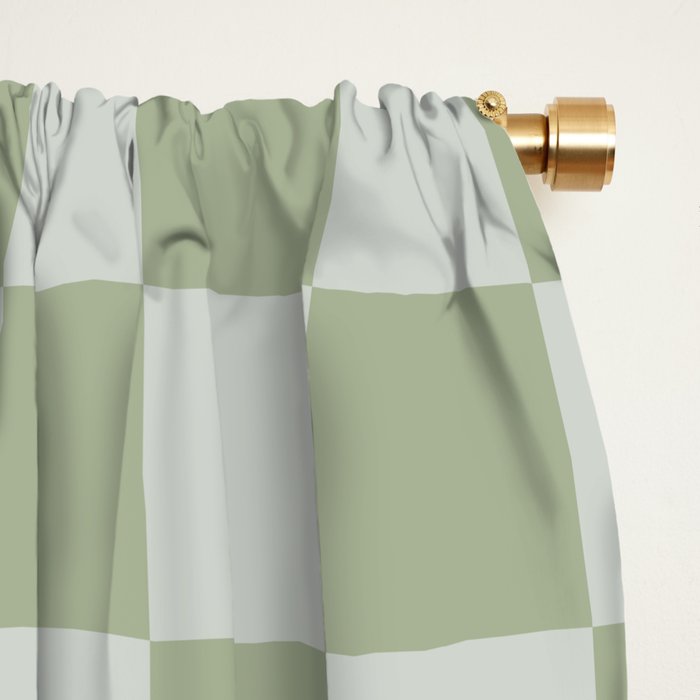 Checkerboard Check Checkered Pattern in Sage Green Window Curtain Gallery Image 2