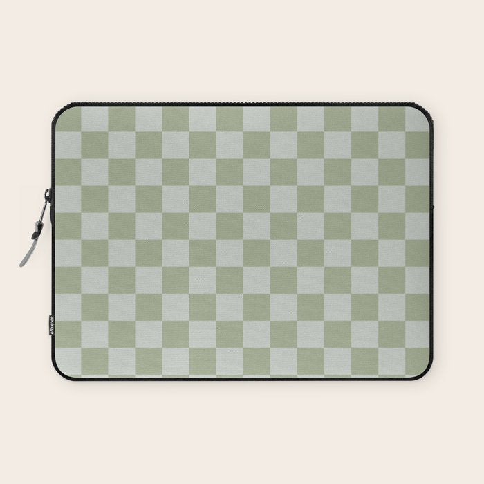 Checkerboard Check Checkered Pattern in Sage Green Laptop Sleeve Gallery Image 1