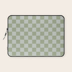 Checkerboard Check Checkered Pattern in Sage Green Laptop Sleeve Gallery Image 1