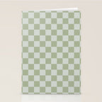 Checkerboard Check Checkered Pattern in Sage Green Stationery Card Gallery Image 2