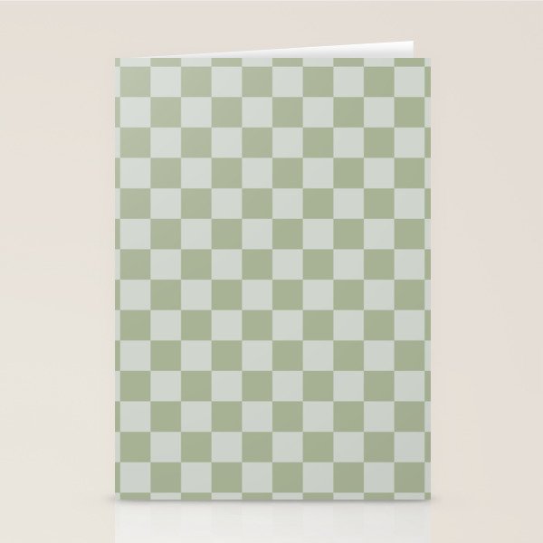 Checkerboard Check Checkered Pattern in Sage Green Stationery Card Gallery Image 2