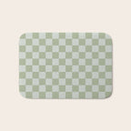 Checkerboard Check Checkered Pattern in Sage Green Bath Mat Gallery Image 1