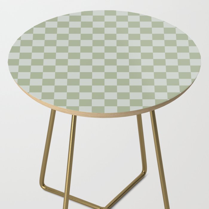 Checkerboard Check Checkered Pattern in Sage Green Side Table Gallery Image 2