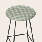 Checkerboard Check Checkered Pattern in Sage Green Stool Gallery Image 2