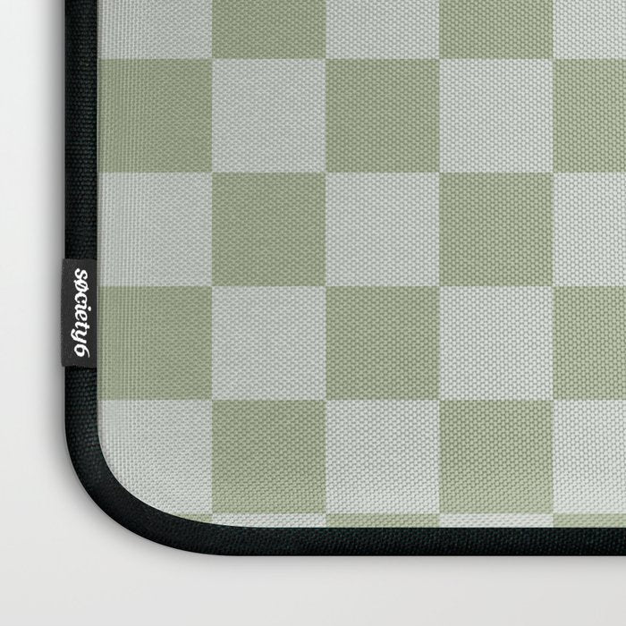 Checkerboard Check Checkered Pattern in Sage Green Laptop Sleeve Gallery Image 3