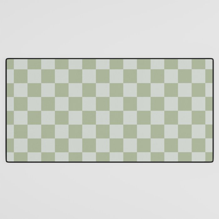 Checkerboard Check Checkered Pattern in Sage Green Desk Mat Gallery Image 3