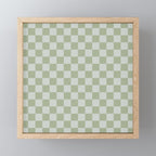 Checkerboard Check Checkered Pattern in Sage Green Mini Art Print Gallery Image 1