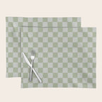 Checkerboard Check Checkered Pattern in Sage Green Placemat Gallery Image 1