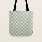 Checkerboard Check Checkered Pattern in Sage Green Tote Bag Gallery Image 1