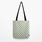 Checkerboard Check Checkered Pattern in Sage Green Tote Bag Gallery Image 2