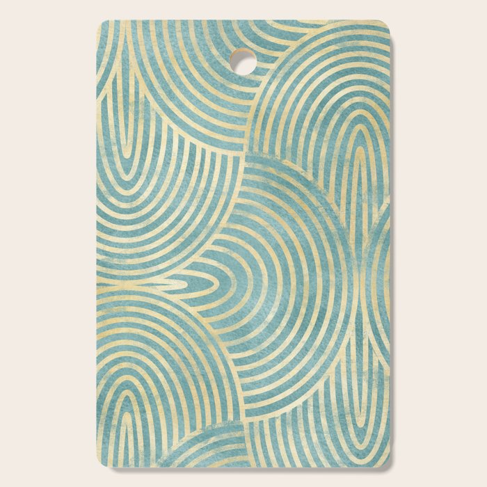 Art Deco Mint Green & Gold Pattern Cutting Board Gallery Image 1
