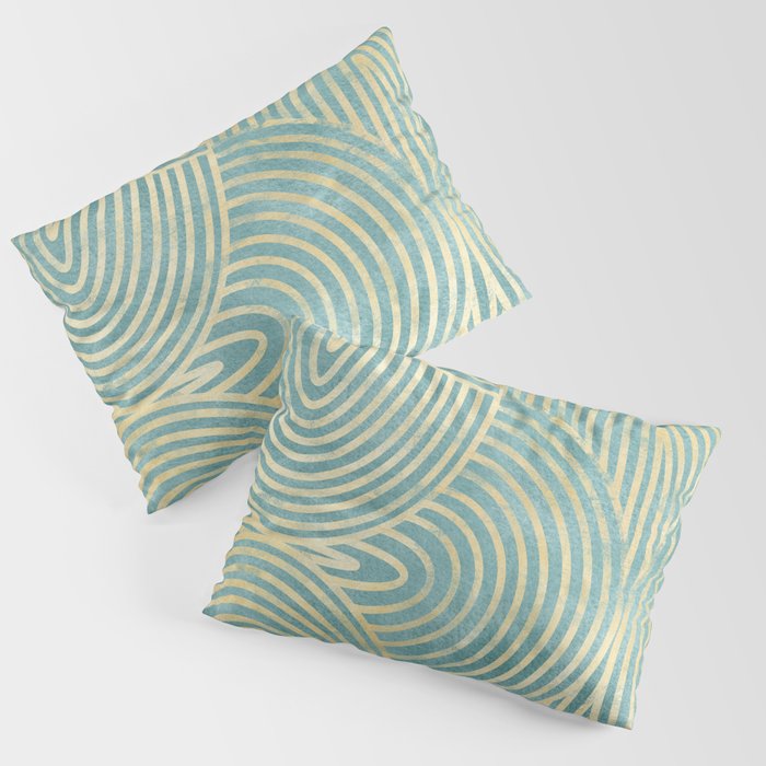 Art Deco Mint Green & Gold Pattern Pillow Sham Gallery Image 3