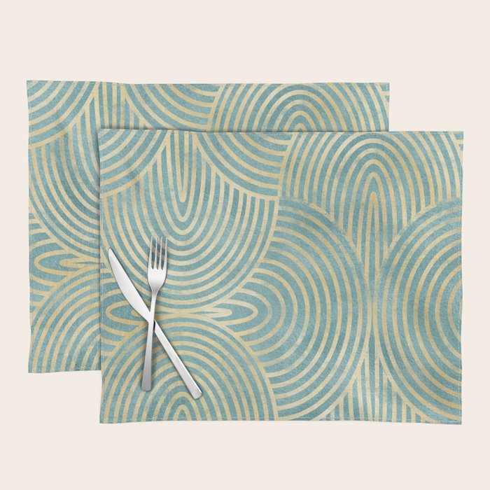 Art Deco Mint Green & Gold Pattern Placemat Gallery Image 1