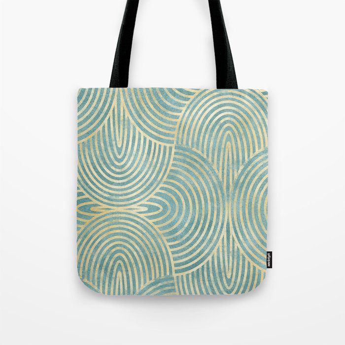 Art Deco Mint Green & Gold Pattern Tote Bag Gallery Image 1