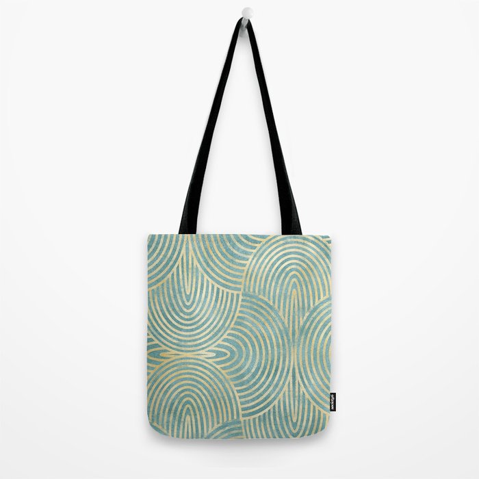 Art Deco Mint Green & Gold Pattern Tote Bag Gallery Image 2