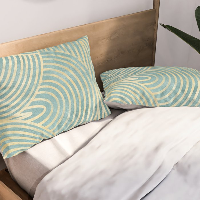 Art Deco Mint Green & Gold Pattern Pillow Sham Gallery Image 2