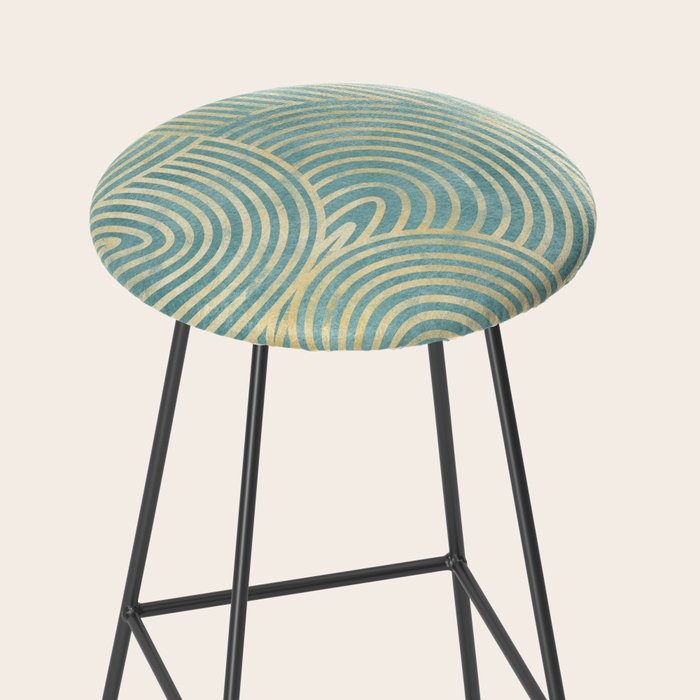 Art Deco Mint Green & Gold Pattern Stool Gallery Image 2