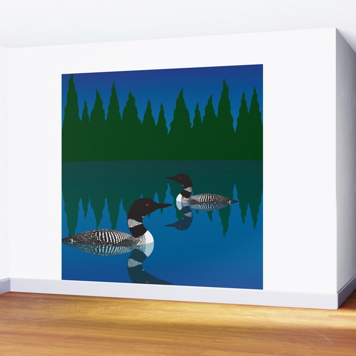 Loons in a Woodland Lake Wall Mural Gallery Image 2