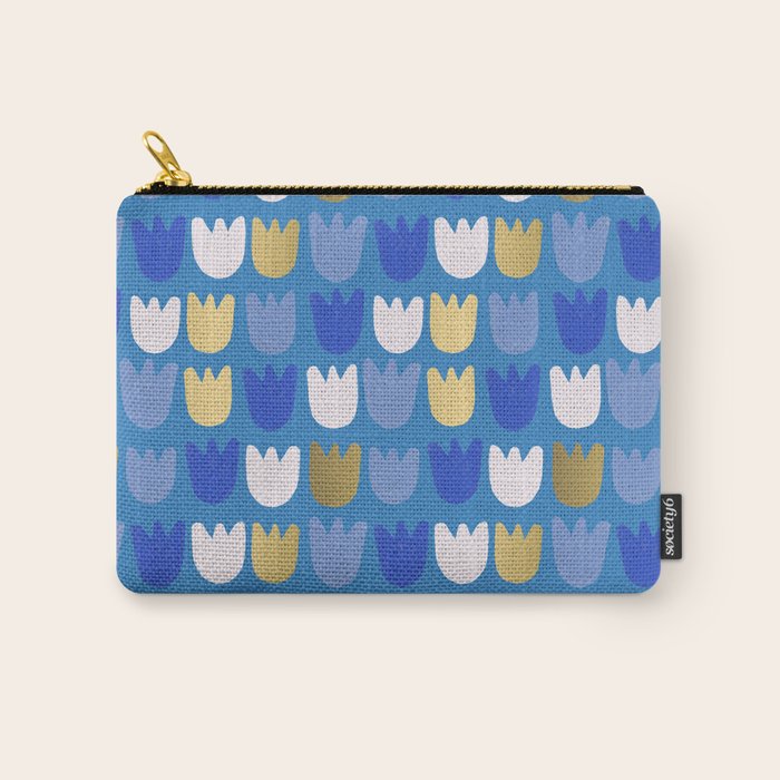Rows of Tulips in Bloom in Navy Blue & Gold Metallic Carry All Pouch Gallery Image 1