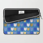 Rows of Tulips in Bloom in Navy Blue & Gold Metallic Laptop Sleeve Gallery Image 2