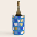 Rows of Tulips in Bloom in Navy Blue & Gold Metallic Wine Chiller Gallery Image 1