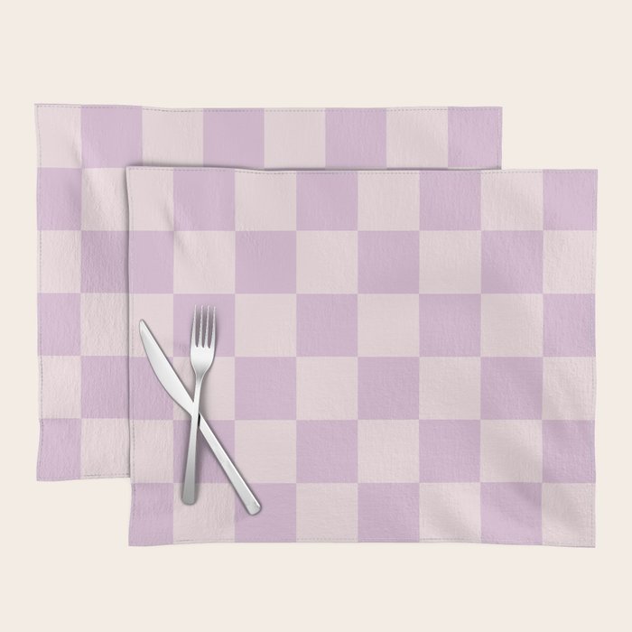 Light Lilac Checkerboard Check Pattern  Placemat Gallery Image 1