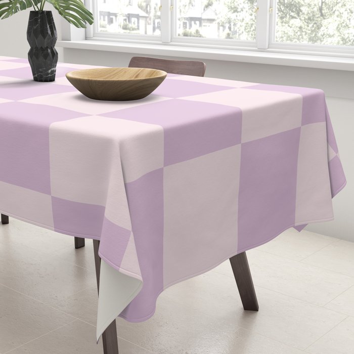 Light Lilac Checkerboard Check Pattern  Tablecloth Gallery Image 3