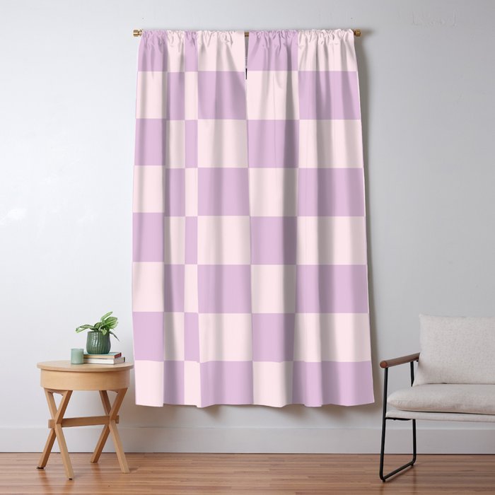 Light Lilac Checkerboard Check Pattern  Window Curtain Gallery Image 5