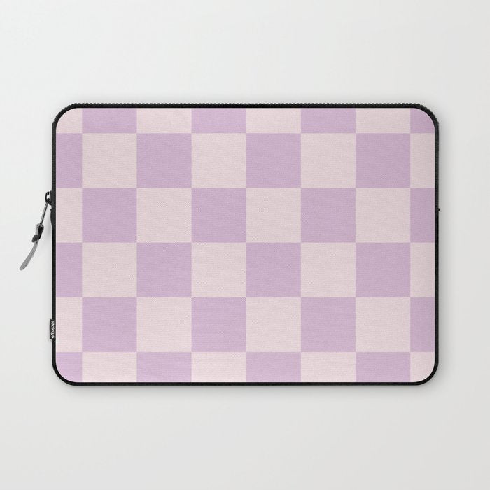 Light Lilac Checkerboard Check Pattern  Laptop Sleeve Gallery Image 1