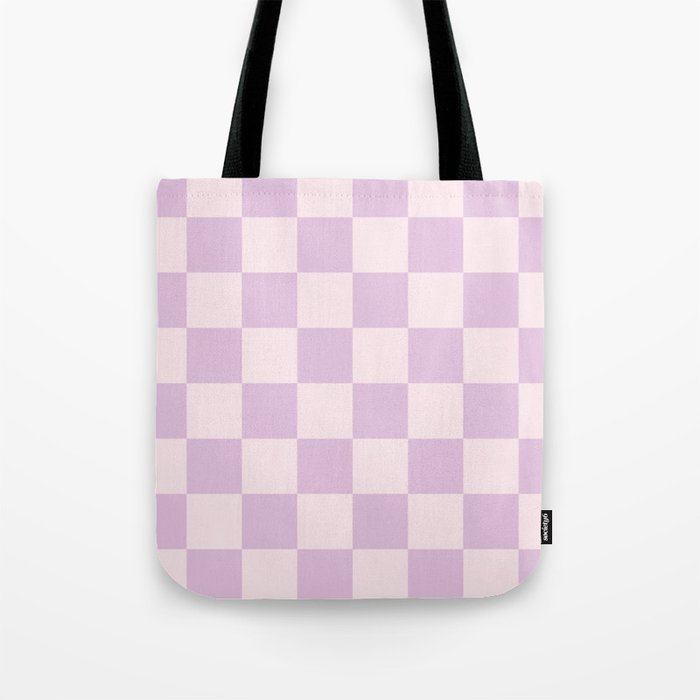 Light Lilac Checkerboard Check Pattern  Tote Bag Gallery Image 1