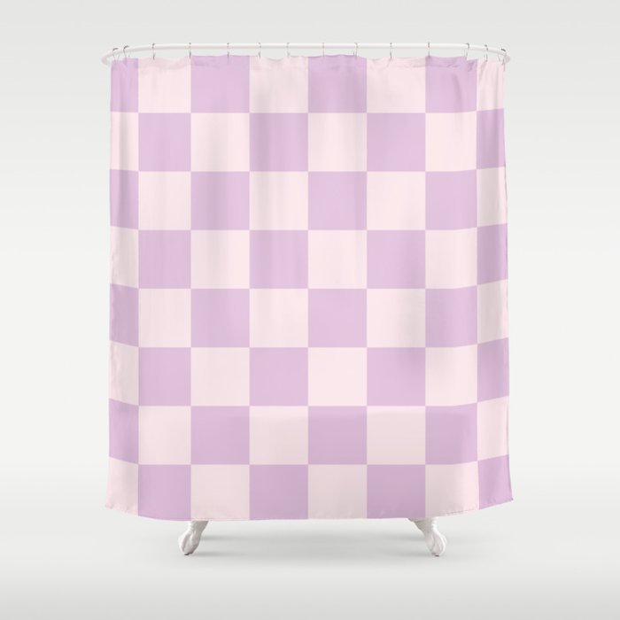 Light Lilac Checkerboard Check Pattern  Shower Curtain Gallery Image 1