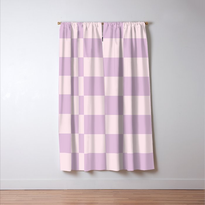 Light Lilac Checkerboard Check Pattern  Window Curtain Gallery Image 3