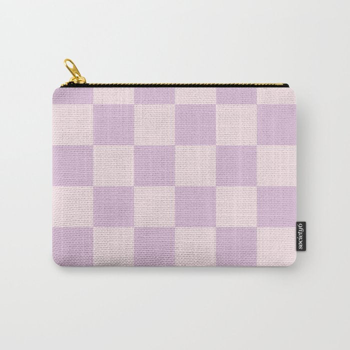 Light Lilac Checkerboard Check Pattern  Carry All Pouch Gallery Image 1