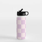 Light Lilac Checkerboard Check Pattern  Water Bottle Gallery Image 1