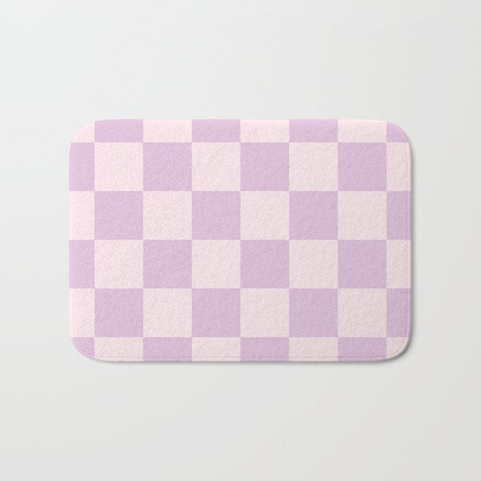 Light Lilac Checkerboard Check Pattern  Bath Mat Gallery Image 1