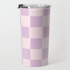 Light Lilac Checkerboard Check Pattern  Travel Mug Gallery Image 3