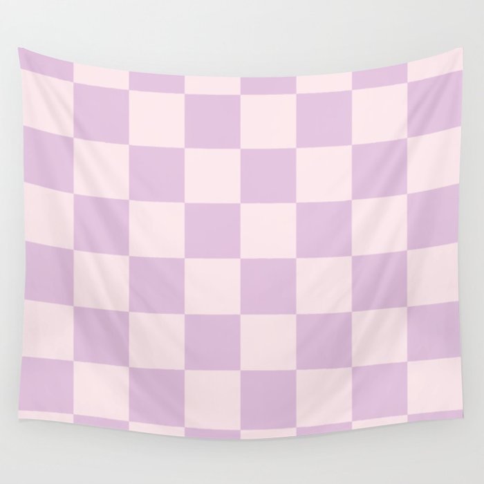 Light Lilac Checkerboard Check Pattern  Wall Tapestry Gallery Image 4