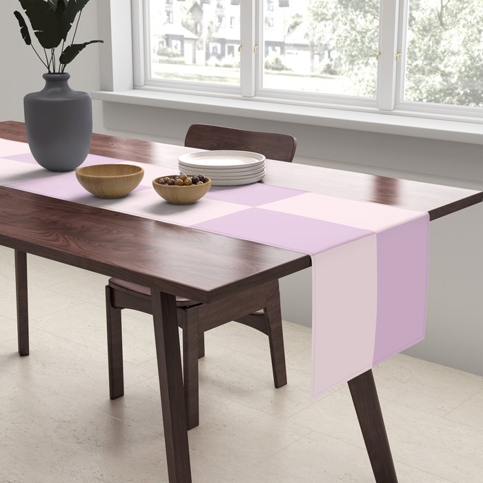 Light Lilac Checkerboard Check Pattern  Table Runner Gallery Image 2