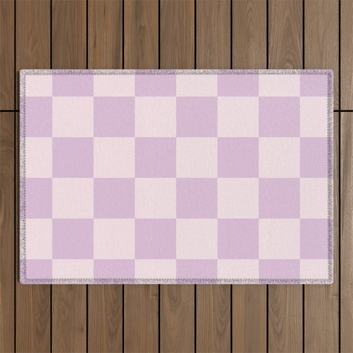Light Lilac Checkerboard Check Pattern  Outdoor Rug Gallery Image 1
