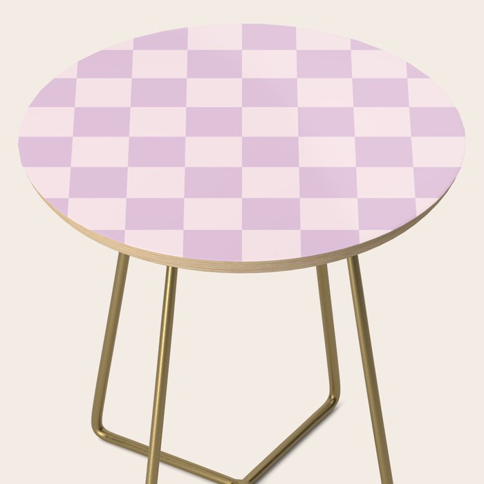 Light Lilac Checkerboard Check Pattern  Side Table Gallery Image 2