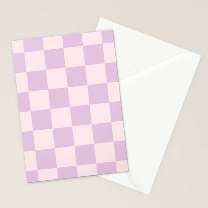Light Lilac Checkerboard Check Pattern  Stationery Card Gallery Image 2